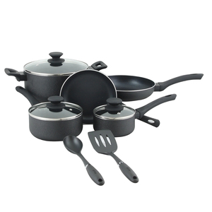 Ensemble de 10 ustensiles de cuisine antiadhésifs avec couvercles en verre et accessoires pour cuisinières à gaz et à induction - Product Image 4