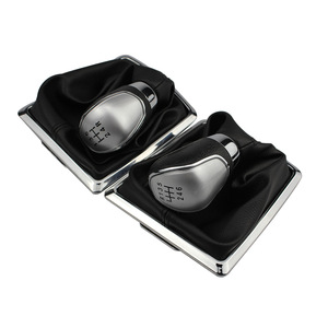 Car Gear Shift Knob Cover Leather 5 Speed 6 Speed Manual Transmission Black Silver Style Dashboard <b>Interior</b> <b>Accessory</b> - Product Image 2