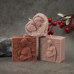 Moule à bougie en silicone en relief sur le thème de l'amour pour couple, moule à savon en résine en forme carrée de la <span class=keywords><strong>Vierge</strong></span> <span class=keywords><strong>Marie</strong></span> pour l'artisanat en argile DIY, décoration de bureau - Product Image 5
