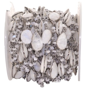 Envoltura de alambre oxidado Arco Iris piedra lunar bisel conector encantos cadena de eslabones hecha a mano para hacer pulsera 10-15MM joyería de piedras preciosas DIY - Product Image 1