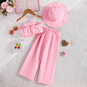 ชุดเสื้อผ้าเด็กผู้หญิง 3-8 ปี ชุดเสื้อผ้าลูกไม้ลายดอกไม้สุดหรู กางเกงขาสั้น หมวก แฟชั่น สง่างาม สวมใส่สบายทุกวัน - Product Image 2