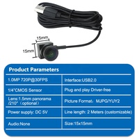Kamera Mikro Usb Sudut Lebar 210 Derajat 15*15MM 720P 1MP HD CMOS Kustom Pabrik untuk Industri, Kamera Mikro untuk Freezer, Penjualan Sendiri