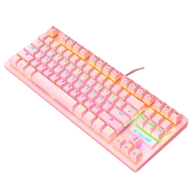 Hot Sales ZIYOULANG K2 87 Keys Office Laptop Punk Glowing Mechanical Wired Keyboard
