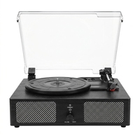 Tourne-disque professionnel 3 vitesses avec sortie RCA, prise casque, entrée USB, Bluetooth 5.3 stable, noir **Lecteur de disques vinyles**