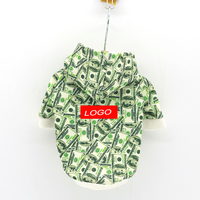 Sweat à capuche pour chien en coton de luxe imprimé dollar, classique et simple, Halloween, Nouvel An chinois, accessoires vestimentaires pour animaux de compagnie, sac OPP