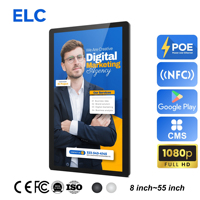 Tablette publicitaire Lcd commerciale Android 14 de 15.6 pouces écran tactile à montage mural ultra étroit pour l'animation du centre commercial