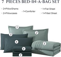 Nouvel article Ensemble de draps de lit respirants de couleur unie King Size de 7 pièces