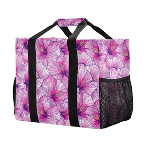 Aloha Collection Hawaii Pink Hibiscus Custom Design Reusable Grocery Standing <b>Extra</b> <b>Large</b> Utility Tote Bag Laundry Basket - Product Image 1