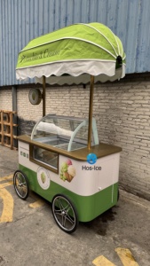 Nouveau chariot de luxe doré 2026 pour crème glacée avec congélateur, logo et auvent personnalisables, chariot mobile de vente alimentaire pour les activités de rue - Product Image 4