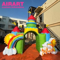 Entrada Mágica para Eventos Infantiles, Arco de Castillo Inflable Personalizado con Diseño de Arcoíris, Túnel Inflable de Castillo