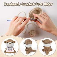 Peluche Otter au crochet tricotée à la main, adorable et positive, avec la citation « I Love You », idéale pour les cadeaux et la décoration