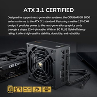 Cougar GR1000 1000W 24pin Bakır Güç Kaynağı 80 Plus Gold Tam Modüler PSU ATX Oyun Bilgisayarı 12V Stok Beyaz/Siyah