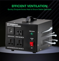 Convertisseur de tension monophasé AC DT-2000VA haute puissance à bobine toroïdale robuste, abaisseur de tension 220V vers 110V avec USB