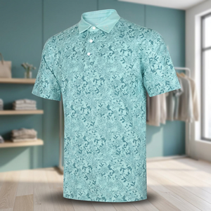 เสื้อกอล์ฟผู้ชายแบบสปอร์ต ปรับแต่งได้ เป็นมิตรกับสิ่งแวดล้อม แขนสั้น คอวี ป้องกันแสงแดด SPF 30 พิมพ์ลายดิจิตอลเต็มตัว ผ้าถัก แห้งเร็ว - Product Image 3