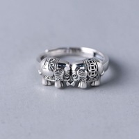 Nouvelle bague en cuivre écologique, style rétro éléphant porte-bonheur, bague ouverte pour femme, style ethnique