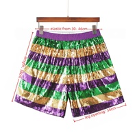 Mardi Gras Gestreifte Pailletten-Kurzhose Grün-Gold Gestreift Lose Hose für Karnevalsparty