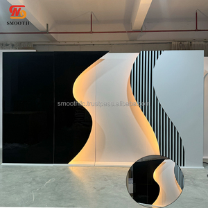 ฉากหลังงานแต่งงานอะคริลิคสีดำขาว สไตล์ใหม่หรูหรา พร้อมไฟ LED ฉากหลังอะคริลิค PVC - Product Image 3