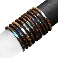 Bracelet en coquille de noix de coco naturelle, multi-couches, fait main, style vintage bohème pour homme, vente en gros, faible MOQ, Woying