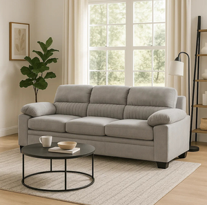 Ensemble de canapé convertible de 80 pouces, gris, revêtement en polyester, rembourrage en mousse souple, structure en bois massif, design moderne pour appartement - Product Image 1