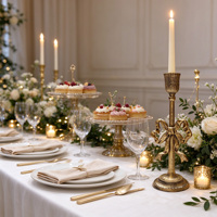 Porte-bougie vintage en métal avec décoration en nœud, chandelier de table pour mariage, décoration de fête à domicile