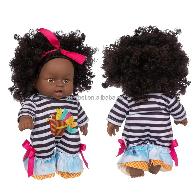 Bambola in vinile morbido da 8 pollici Baby Reborn Black Princess body capelli ricci molto carini bambola nera giocattoli realistici bambole