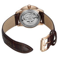 Montres-bracelets mécaniques pour hommes Tophill TW021G Super Time 5ATM étanches en cuir véritable de luxe avec cadran de 38,8 mm en or rose