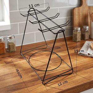 Double Tier <b>Wire</b> Beverage Storage <b>Rack</b> Rectangular Standing Type Minimalist Kitchen Use Lightweight Non-Folding - Product Image 6