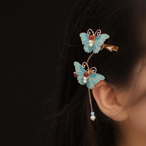 Antique Exquis Guofeng Ming Song Femme Cour Style <span class=keywords><strong>Cheveux</strong></span> Accessoires Nouveau Papillon Épingle À <span class=keywords><strong>Cheveux</strong></span> Brûlé <span class=keywords><strong>Bleu</strong></span> Métal Taille 5cm Partie - Product Image 3
