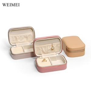 WEIMEI Custom Pu Small Ring Pendant Jewellery <b>Storage</b> Case Travel Organizer <b>Mini</b> Velvet Flocking Lining Leather Jewelry <b>Box</b> - Product Image 5