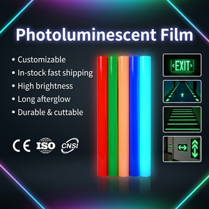 Film photoluminescent Lianxing 2-8H à longue durée de brillance, imprimable à l'éco-solvant, en PET PVC, auto-adhésif, bande réfléchissante lumineuse de sécurité - Product Image 1