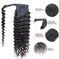 Cheveux humains 100% alignés sur les cuticules vietnamiennes naturelles Kinky Curly Ponytail Extension de cheveux Wrap Around Curly Ponytail Human Hair