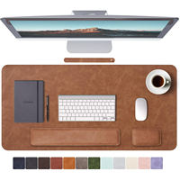 Boîte de rangement de bureau pliable 3-en-1 en cuir PU avec tapis de souris imperméable, repose-poignets pour clavier et tapis de jeu antidérapant pour bureau/salle d'étude