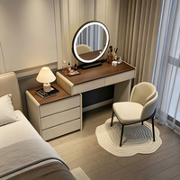 Bureau de maquillage extensible avec miroir LED et commode à 3 tiroirs