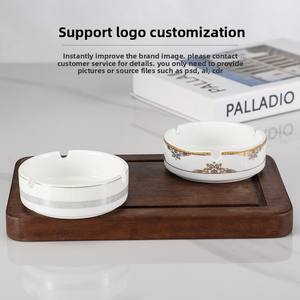 Cenicero de Cerámica Blanco con Borde Dorado, Tamaño Estándar para Hoteles, Bares, Restaurantes, Servicio de Recepción - Product Image 4