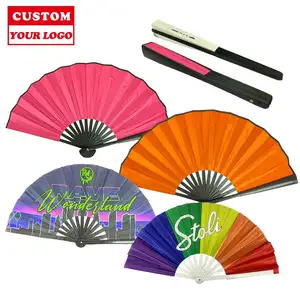 Custom Made Advertising Plastic Fabric Folding Hand Fans Cheap Price Custom Printed Folding Logo Bamboo Paper Hand Fan