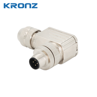 KRONZ Connecteur circulaire coudé en métal M12 3/4/5/8/12 broches a Fiche de verrouillage à vis à code mâle Connecteurs industriels M12 à 4 broches