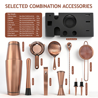 Kit de barman avec support en bambou, ensemble de shaker à cocktails 12 pièces pour boissons mélangées, ensemble d'outils de bar professionnels en acier inoxydable, boîte cadeau
