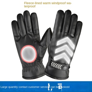 Gants en cuir d'hiver pour hommes doublure en polaire épaissie réfléchissante coupe-vent imperméable pour garde de sécurité Traffic Command Patrol Ski - Product Image 2