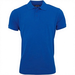 Polo de Manga Corta Azul Sólido para Hombre, Corte Regular, Algodón Piqué, Estilo Casual, Tejido de Punto Transpirable - Product Image 1