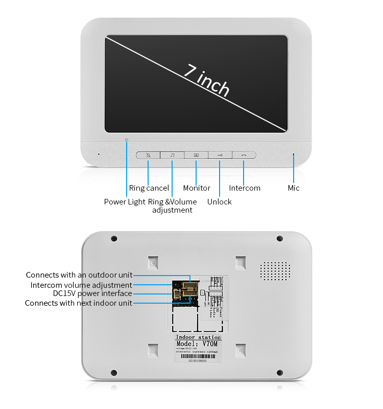M4-V70M   factory direct good quality smart doorbell with waterproof camera video door phone system intercom doorbell