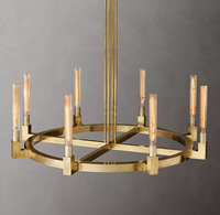 Lustre rond en laiton avec abat-jour en verre américain de luxe de 48 pouces, base E26 pour table à manger, salon, chambre à coucher