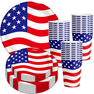 Nuoxin vente en gros ensemble de vaisselle jetable ménage <span class=keywords><strong>anniversaire</strong></span> mariage football fête drapeau américain <span class=keywords><strong>assiette</strong></span> <span class=keywords><strong>gobelet</strong></span> en papier - Product Image 5