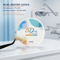 Bloc de Zircone Sinterisable Universel Multi-Tons Dégradé Naturel Consommable Dentaire Premium Ivista 5D-ML Haute Dureté CE