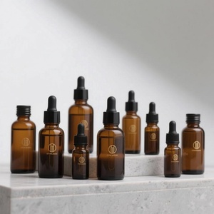 Bouteilles compte-gouttes en verre ambré pour huiles essentielles 10ml/30ml/50ml, avec compte-gouttes doré, logo personnalisé, Guangdong - Product Image 1
