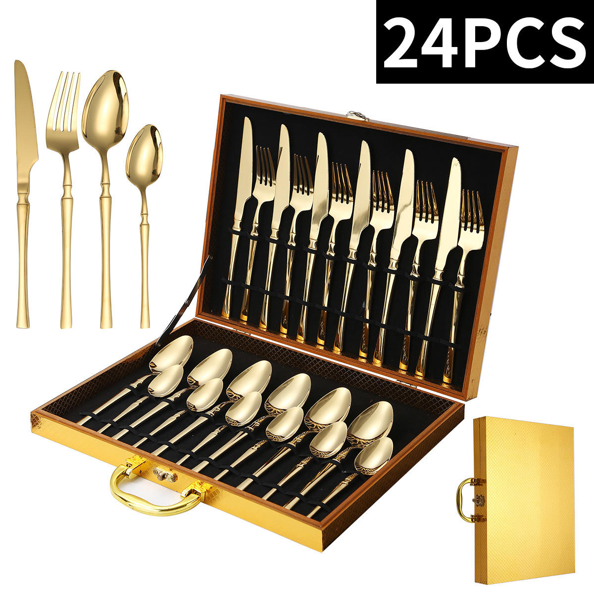 Coffret irisé de 16 pièces (boîte en bois dorée)