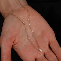 Collar Minimalista de Plata S925 Chapado en Oro con Circonita Marquise, Cadena Delicada para Clavícula, Joyería de Regalo para Mujer, Personalizado de Fábrica