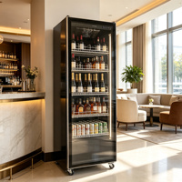 Réfrigérateur à boissons de luxe à 3 portes vitrées, refroidisseur de vin, refroidissement par ventilateur, dégivrage automatique, contrôle électronique