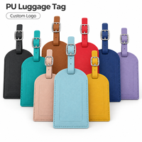 Étiquette de bagage en cuir PU avec logo personnalisé, étiquette de valise de voyage avec cache de confidentialité, boucle métallique, plusieurs couleurs, vente en gros
