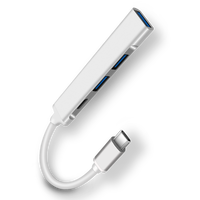 Mini Hub extenseur en alliage d'aluminium de Type C USB 3.0, Module privée, 4 en 1