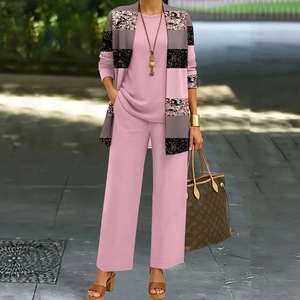 Conjunto de Traje de 3 Piezas para Mujer, Color Rojo, Efectos 3D, Top, Chaleco y Pantalones, Estilo Fresco y Dulce, Tela 95%+, Ropa Casual, Europa, América, Medio Oriente - Product Image 3